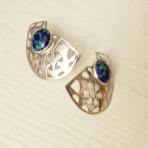 Sterling Silver Earrings with Blue/Green Stone